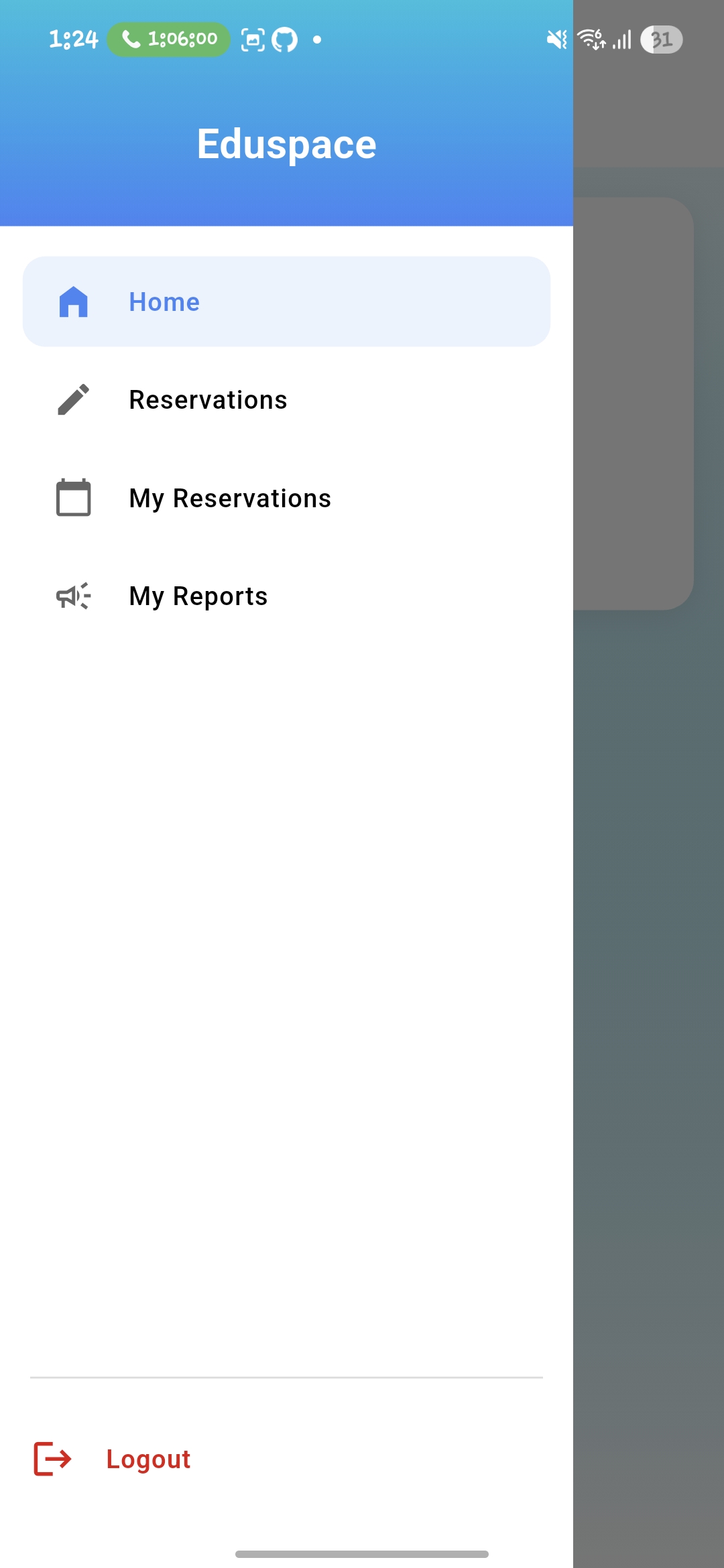 Education App Menu EduSpace
